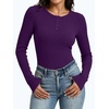 image:imageANRABESS Womens Ribbed Henley Top Long Sleeve ShirtsPurple
