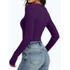 image:imageANRABESS Womens Ribbed Henley Top Long Sleeve ShirtsPurple