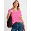 image:imageANRABESS Womens Short Sleeve Lightweight Sweater Business Casual Tops2hot Pink