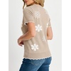 image:imageANRABESS Womens Short Sleeve Lightweight Sweater Business Casual TopsFlower Almond