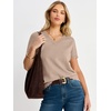 image:imageANRABESS Womens Short Sleeve Lightweight Sweater Business Casual TopsTan