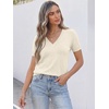 image:imageANRABESS Womens Short Sleeve Sweater Top Wool Blend Business Casual OutfitsCream White
