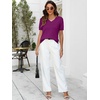 image:imageANRABESS Womens Short Sleeve Sweater Top Wool Blend Business Casual OutfitsDeep Hot Pink