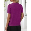 image:imageANRABESS Womens Short Sleeve Sweater Top Wool Blend Business Casual OutfitsDeep Hot Pink