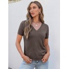 image:imageANRABESS Womens Short Sleeve Sweater Top Wool Blend Business Casual OutfitsDrak Taupe