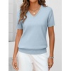 image:imageANRABESS Womens Short Sleeve Sweater Top Wool Blend Business Casual OutfitsLight Blue