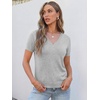 image:imageANRABESS Womens Short Sleeve Sweater Top Wool Blend Business Casual OutfitsLight Grey