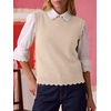 image:imageANRABESS Womens Sleeveless Scallop Sweater Vest Crew Neck Tank TopsAlmond