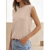 image:imageANRABESS Womens Sleeveless Scallop Sweater Vest Crew Neck Tank TopsAlmond