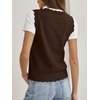 image:imageANRABESS Womens Sleeveless Scallop Sweater Vest Crew Neck Tank TopsCoffee