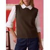image:imageANRABESS Womens Sleeveless Scallop Sweater Vest Crew Neck Tank TopsCoffee