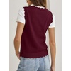 image:imageANRABESS Womens Sleeveless Scallop Sweater Vest Crew Neck Tank TopsDrak Red