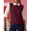 image:imageANRABESS Womens Sleeveless Scallop Sweater Vest Crew Neck Tank TopsDrak Red