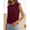 image:imageANRABESS Womens Sleeveless Scallop Sweater Vest Crew Neck Tank TopsDrak Red