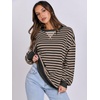 image:imageANRABESS Womens Striped Oversized SweatshirtsBlack Grey