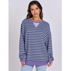 image:imageANRABESS Womens Striped Oversized SweatshirtsBlue Purple