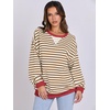 image:imageANRABESS Womens Striped Oversized SweatshirtsCaramel White