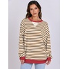 image:imageANRABESS Womens Striped Oversized SweatshirtsCaramel White