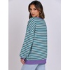 image:imageANRABESS Womens Striped Oversized SweatshirtsGreen Grey