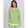 image:imageANRABESS Womens Striped Oversized SweatshirtsGrey Fluorescent Green