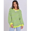 image:imageANRABESS Womens Striped Oversized SweatshirtsGrey Fluorescent Green