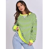 image:imageANRABESS Womens Striped Oversized SweatshirtsGrey Fluorescent Green
