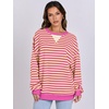 image:imageANRABESS Womens Striped Oversized SweatshirtsHot Pink Yellow