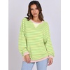 image:imageANRABESS Womens Striped Oversized SweatshirtsLight Yellow Green