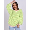 image:imageANRABESS Womens Striped Oversized SweatshirtsLight Yellow Green