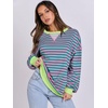 image:imageANRABESS Womens Striped Oversized SweatshirtsPink Green