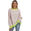 image:imageANRABESS Womens Striped Oversized SweatshirtsPink Green Yellow Stripe