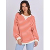 image:imageANRABESS Womens Striped Oversized SweatshirtsPink Orange