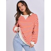 image:imageANRABESS Womens Striped Oversized SweatshirtsPink Orange