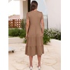 image:imageANRABESS Womens Summer Casual Dresses Short Sleeve Boho Midi DressBrown Beige