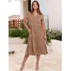 image:imageANRABESS Womens Summer Casual Dresses Short Sleeve Boho Midi DressBrown Beige