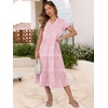 image:imageANRABESS Womens Summer Casual Dresses Short Sleeve Boho Midi DressFloral Pink