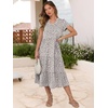 image:imageANRABESS Womens Summer Casual Dresses Short Sleeve Boho Midi DressGray With White Spots Polka Dot