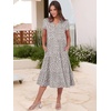 image:imageANRABESS Womens Summer Casual Dresses Short Sleeve Boho Midi DressGray With White Spots Polka Dot