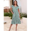image:imageANRABESS Womens Summer Casual Dresses Short Sleeve Boho Midi DressGreen Beige Floral