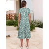 image:imageANRABESS Womens Summer Casual Dresses Short Sleeve Boho Midi DressGreen Beige Floral