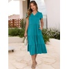 image:imageANRABESS Womens Summer Casual Dresses Short Sleeve Boho Midi DressLake Green