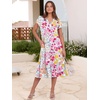 image:imageANRABESS Womens Summer Casual Dresses Short Sleeve Boho Midi DressMulticolour Floral