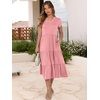 image:imageANRABESS Womens Summer Casual Dresses Short Sleeve Boho Midi DressPeach