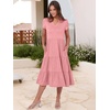 image:imageANRABESS Womens Summer Casual Dresses Short Sleeve Boho Midi DressPeach