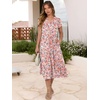 image:imageANRABESS Womens Summer Casual Dresses Short Sleeve Boho Midi DressPeach Floral