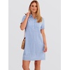 image:imageANRABESS Womens Summer Casual Short Sleeve Shirt DressesBlue White Stripe