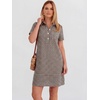 image:imageANRABESS Womens Summer Casual Short Sleeve Shirt DressesBrown White Plaid