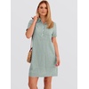 image:imageANRABESS Womens Summer Casual Short Sleeve Shirt DressesLight Green White Stripe