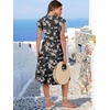 image:imageANRABESS Womens Summer Dress Ruffle Sleeve V Neck Midi DressesBlack Yellow Flower