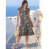 image:imageANRABESS Womens Summer Dress Ruffle Sleeve V Neck Midi DressesBlue Red Floral